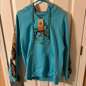 Realtree Aqua Blue Hoodie with Camo Sleeves